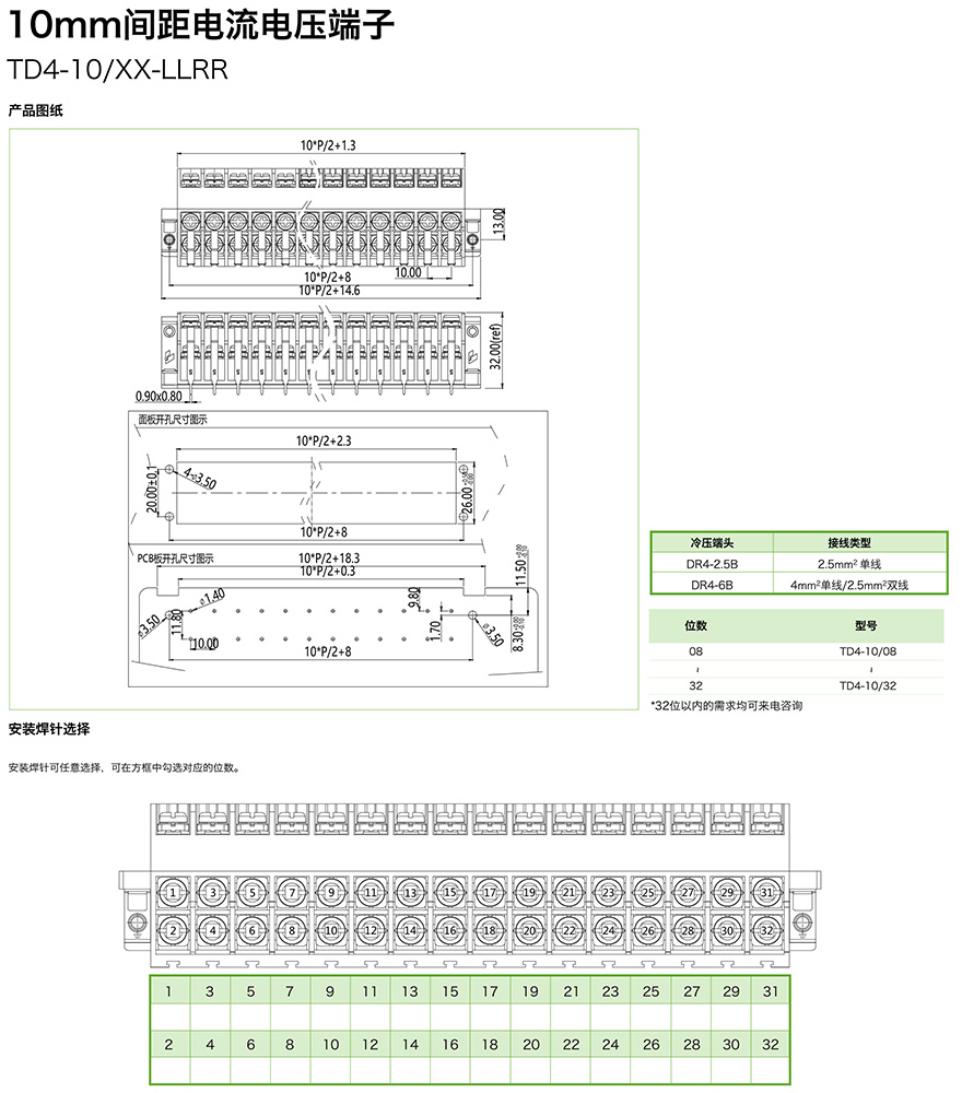 10mm間距電流電壓端子TD4-10/XX-LLRR(圖1)