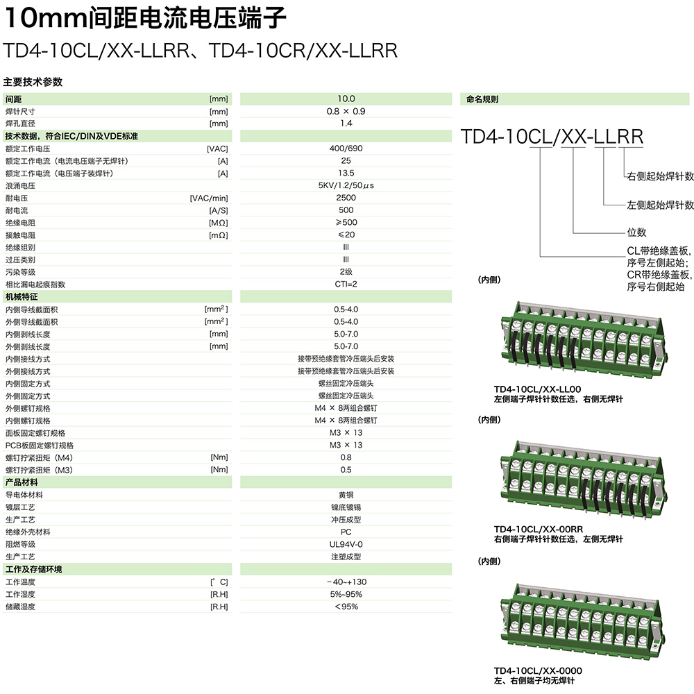 10mm間距電流電壓端子TD4-10CR/XX-LLRR(圖1)